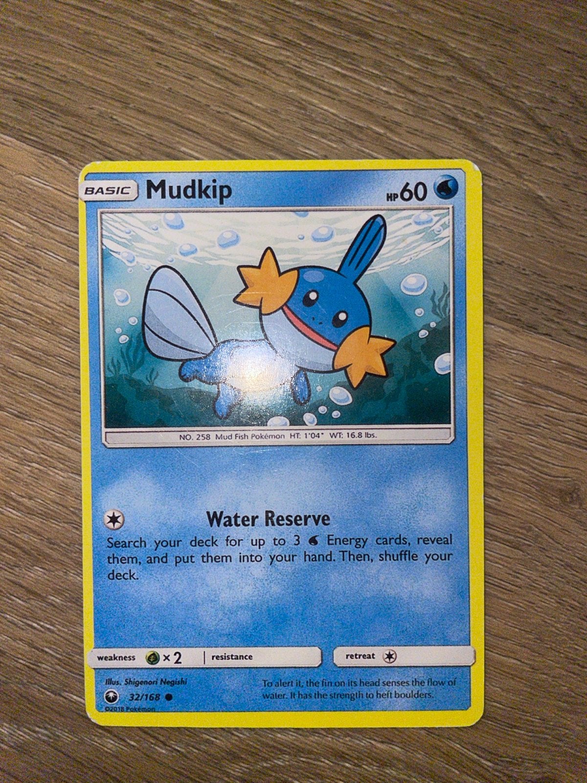 Pokémon Kaart - Mudkip 32/168 (Basis) misprint (ofcorner), Hobby en Vrije tijd, Verzamelkaartspellen | Pokémon, Ophalen, Gebruikt