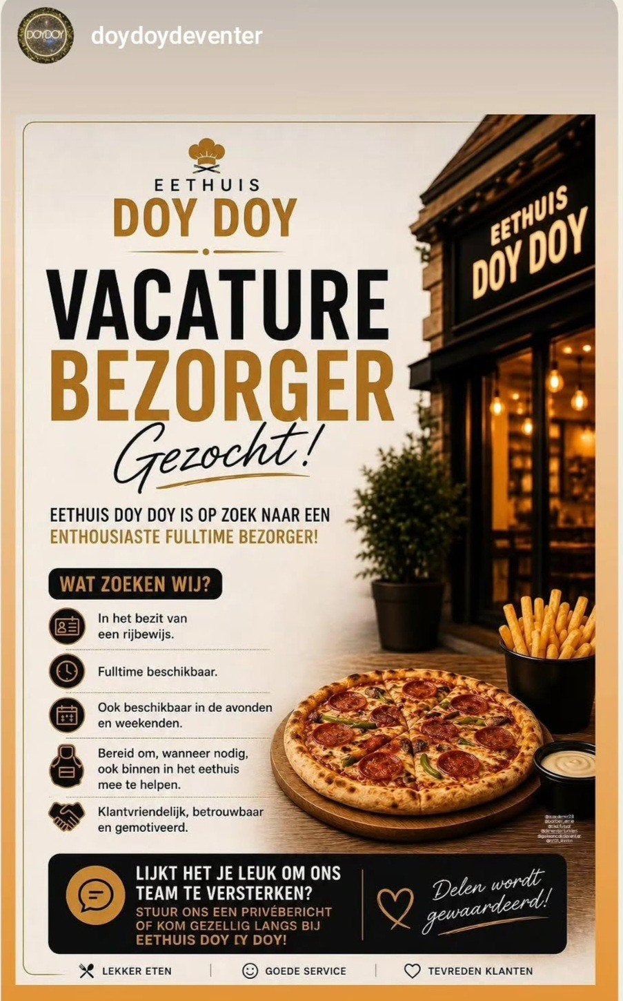 Gezocht Bezorger.