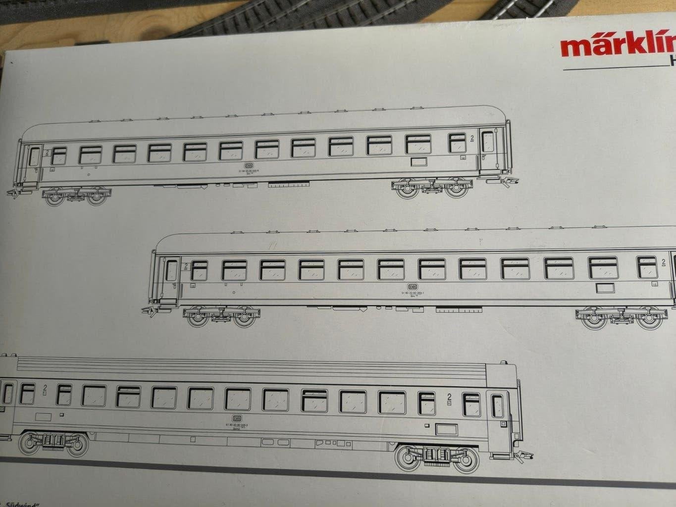Märklin 42994 Intercity Südwind 2e klas rijtuigen, Wisselstroom, Gebruikt, Wagon, Ophalen of Verzenden