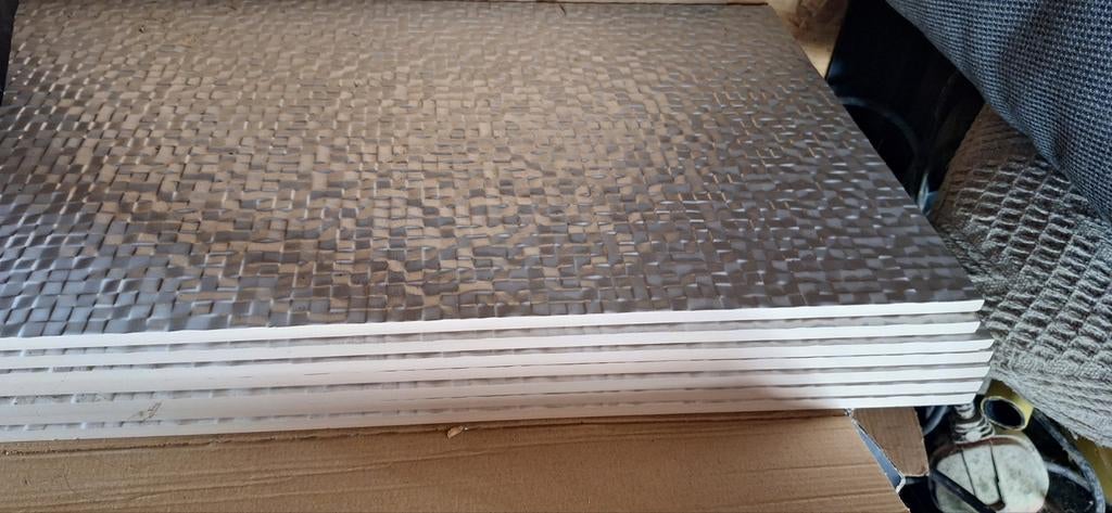 Grote witte (VT wonen) en handgemaakte blauwe mozaie tegels, Doe-het-zelf en Verbouw, Tegels, Ophalen, 60 cm of meer, Nieuw, Minder dan 5 m²