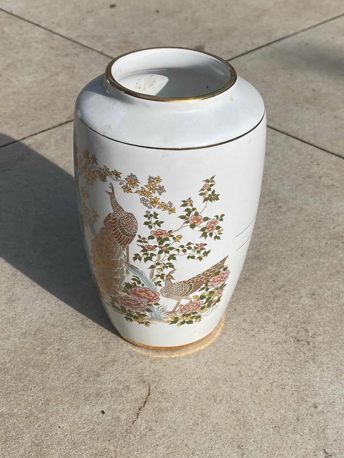 Vintage Oosterse Vaas met Pauwen en Bloemen, Ophalen