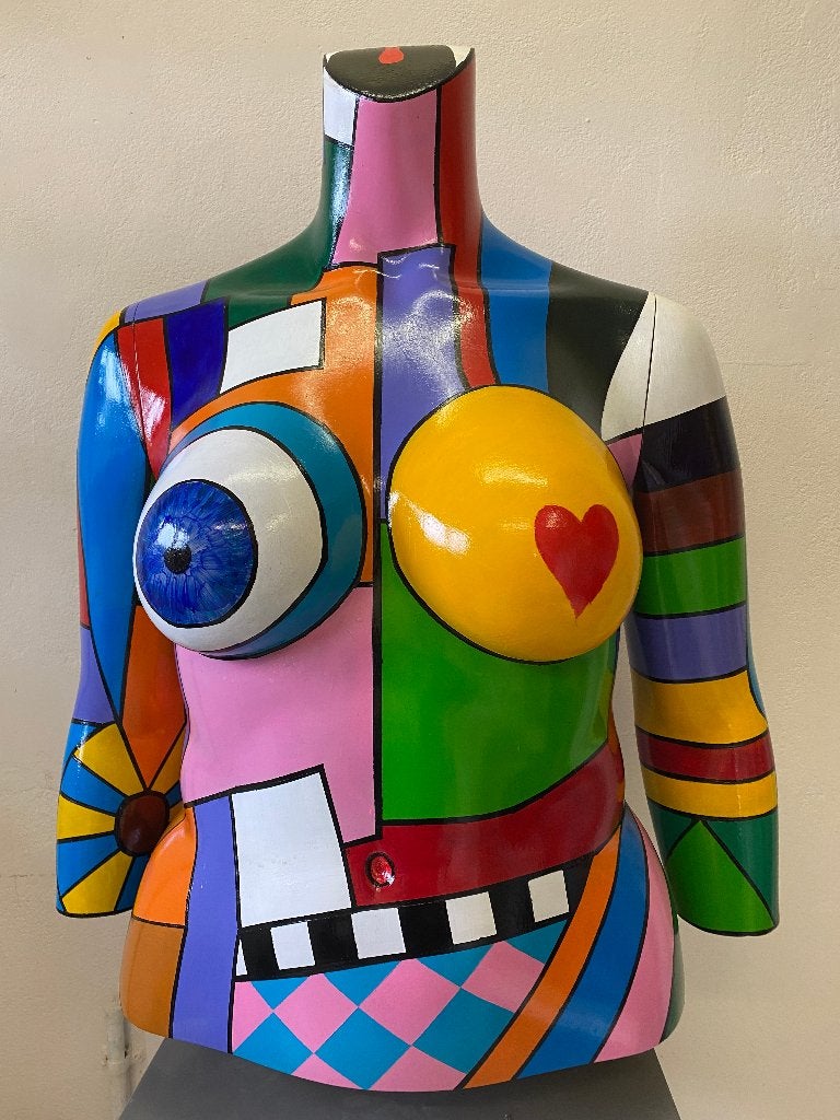 beschilderde torso, Antiek en Kunst, Ophalen, Buste, Beschilderd, Kunststof
