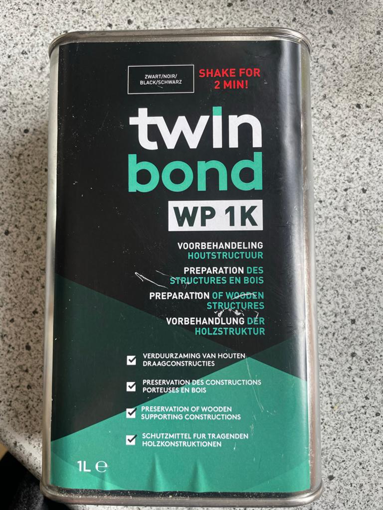 Twin Bond WP 1K Zwart/Zwart Voorbehandeling Houtstructuur, Zwart, Nieuw, Beits, Ophalen of Verzenden