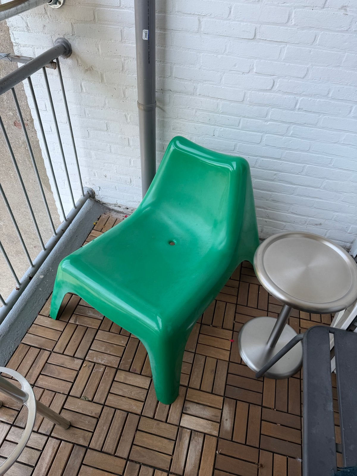 Vintage Groene IKEA PS Vagö stoel voor binnen of buiten, Ophalen, Kunststof, Gebruikt, Overige kleuren