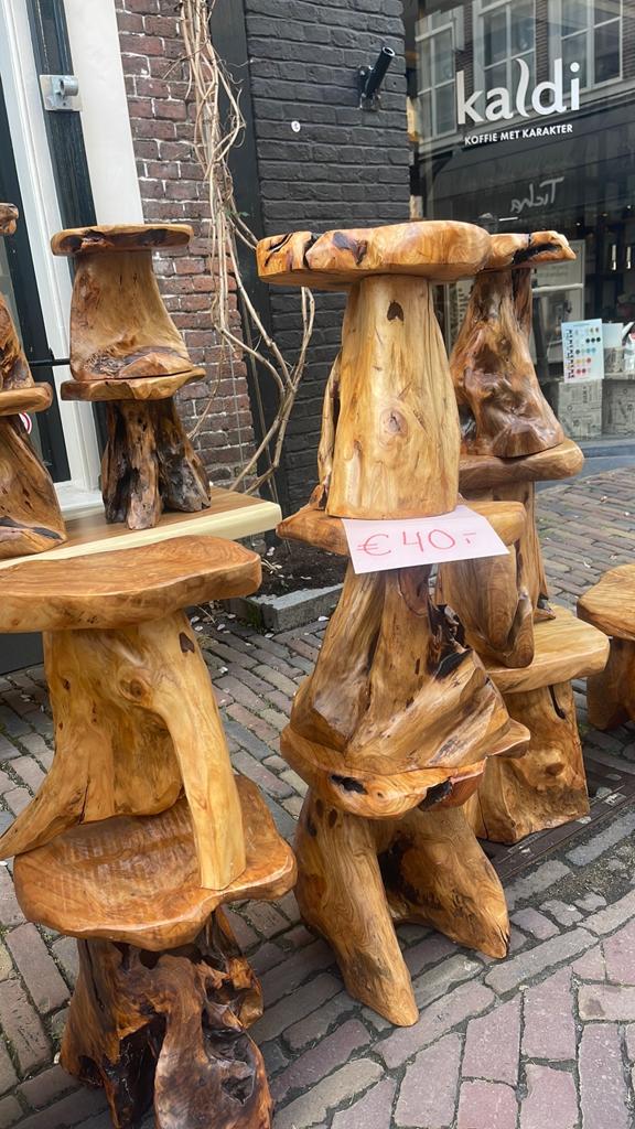 Teak houten Krukjes klein, Huis en Inrichting, Krukjes, Nieuw, Ophalen of Verzenden, V, Hout