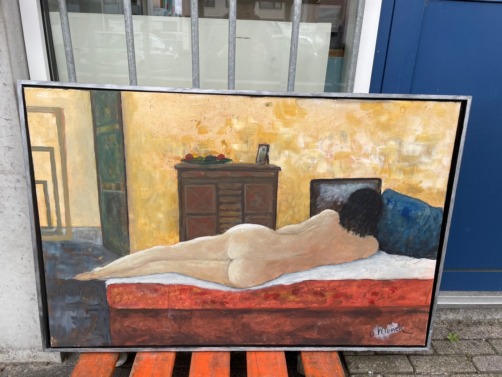 Naakt portret met lijst, Ophalen