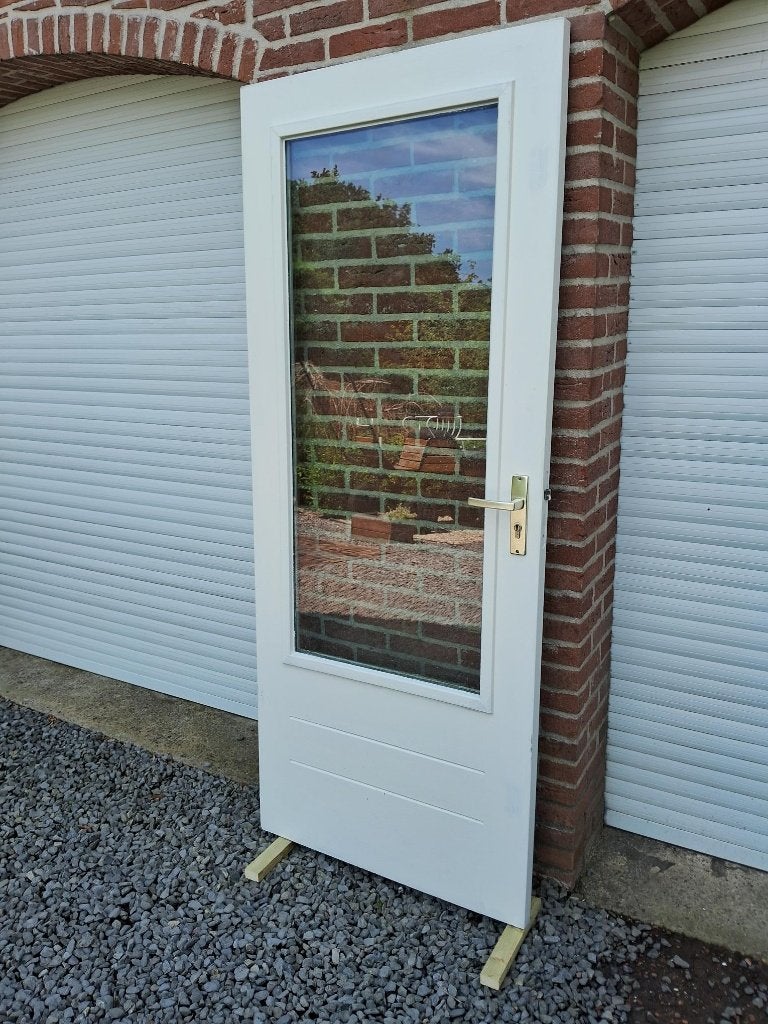 schuurdeur, achterdeur, balkondeur, buitendeur, hardhout, Ophalen, Gebruikt, 80 tot 100 cm, Buitendeur