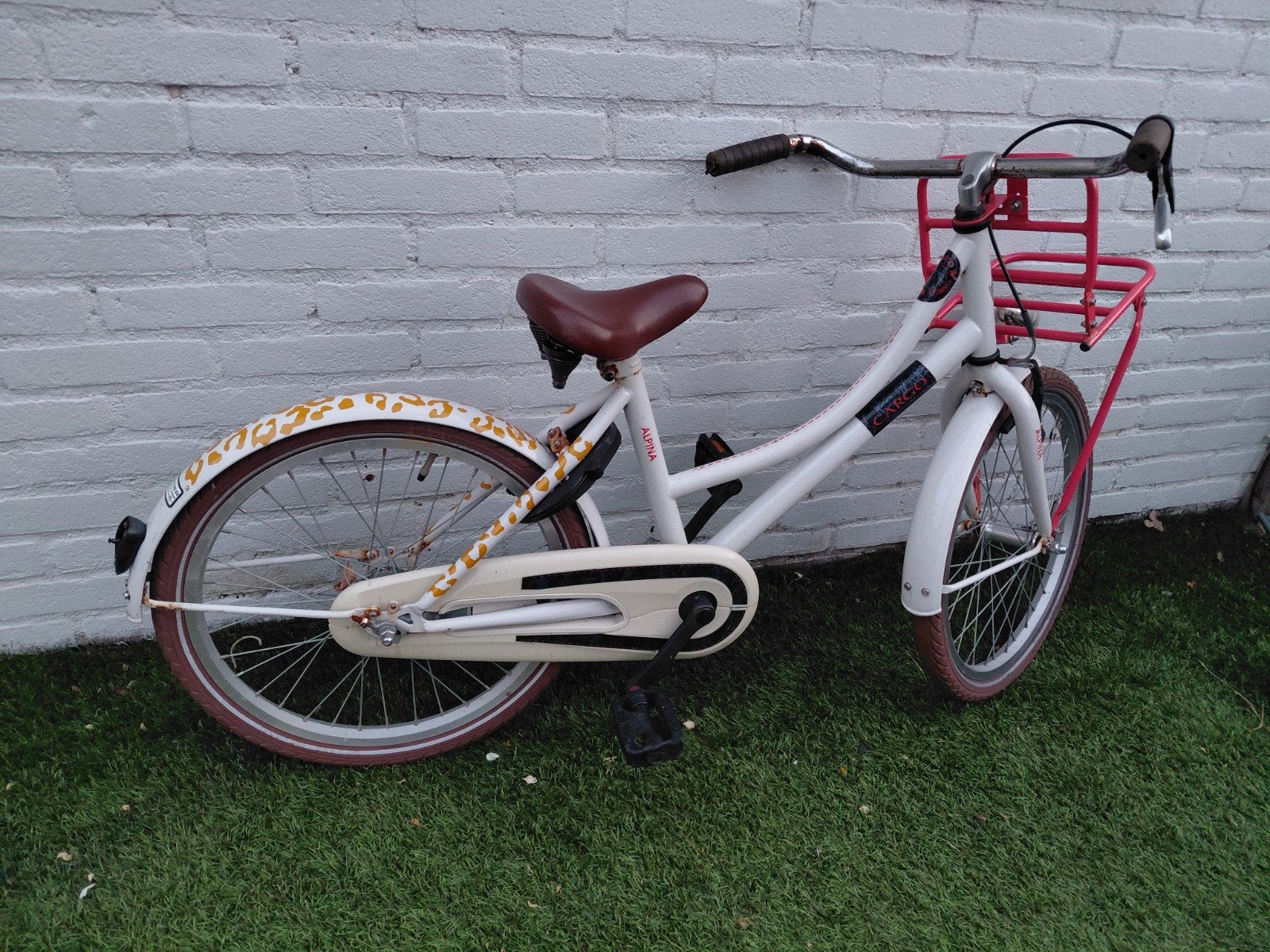 Alpina Cargo Meisjesfiets 20 inch - Wit met roze mand, Ophalen, Terugtraprem, Gebruikt, Alpina