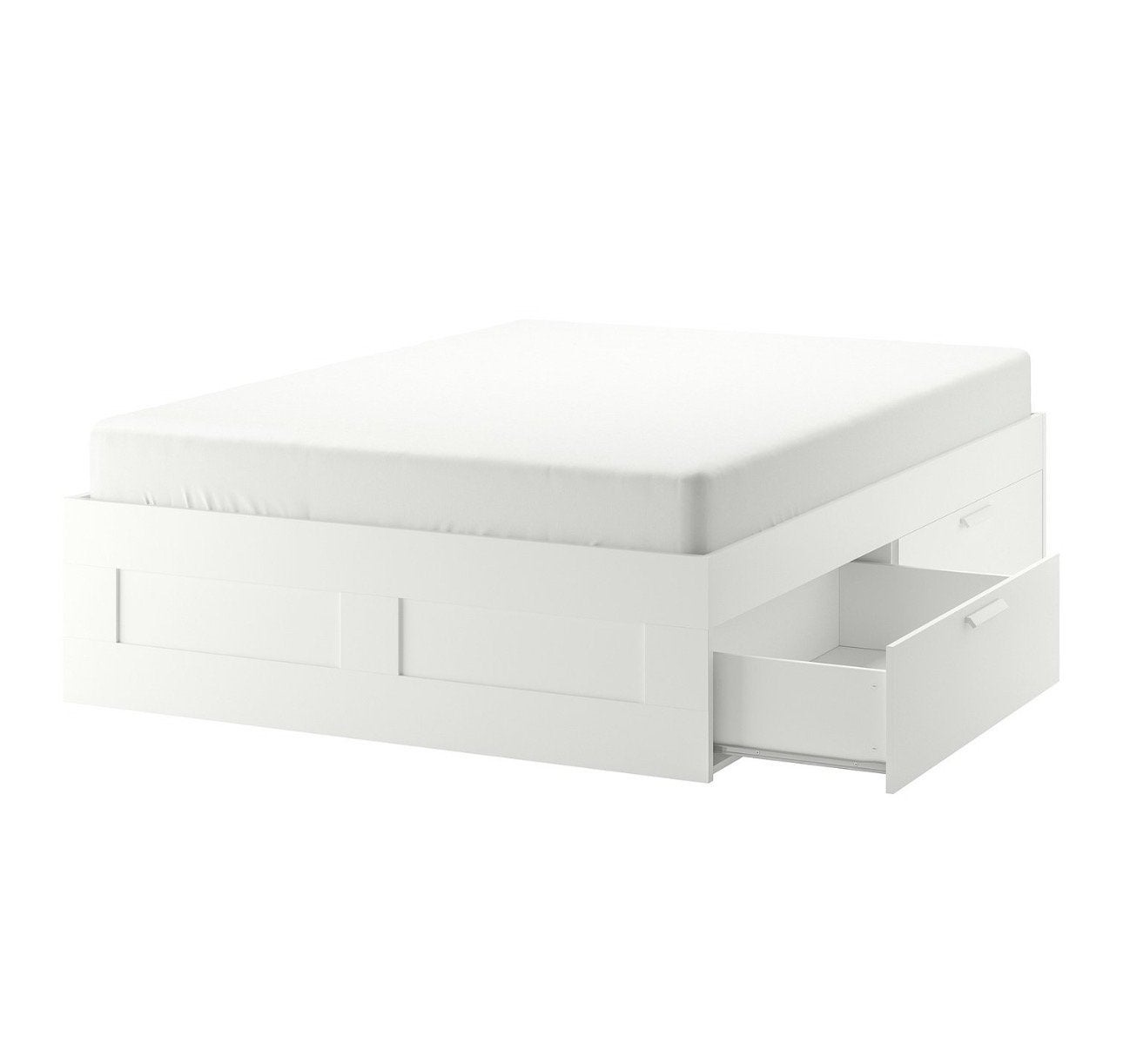 IKEA BRIMNES Bedbank met 4 lades - Wit, Huis en Inrichting, Slaapkamer | Bedden, Ophalen, Wit, Tweepersoons, Zo goed als nieuw