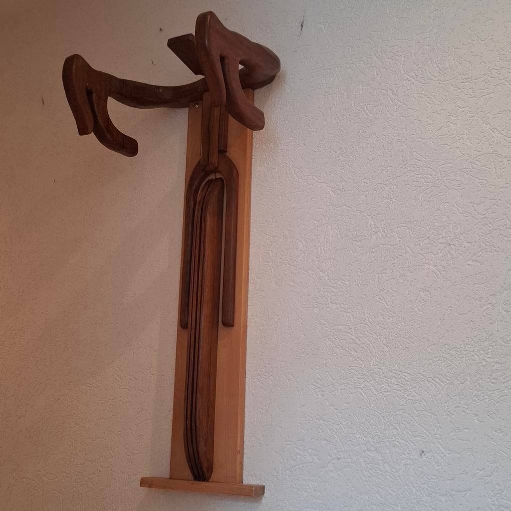 Houten design fietsophangsysteem voor aan de muur, Ophalen of Verzenden, Gebruikt