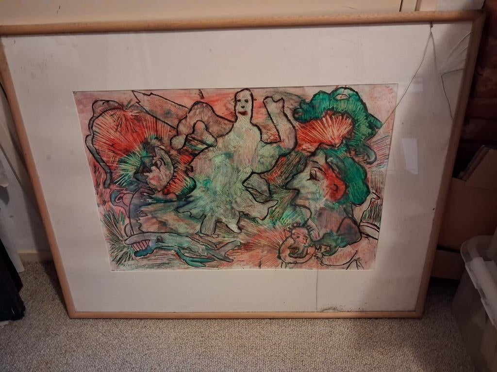 Abstract kunstwerk in lijst - Kleurrijk en uniek, Ophalen of Verzenden