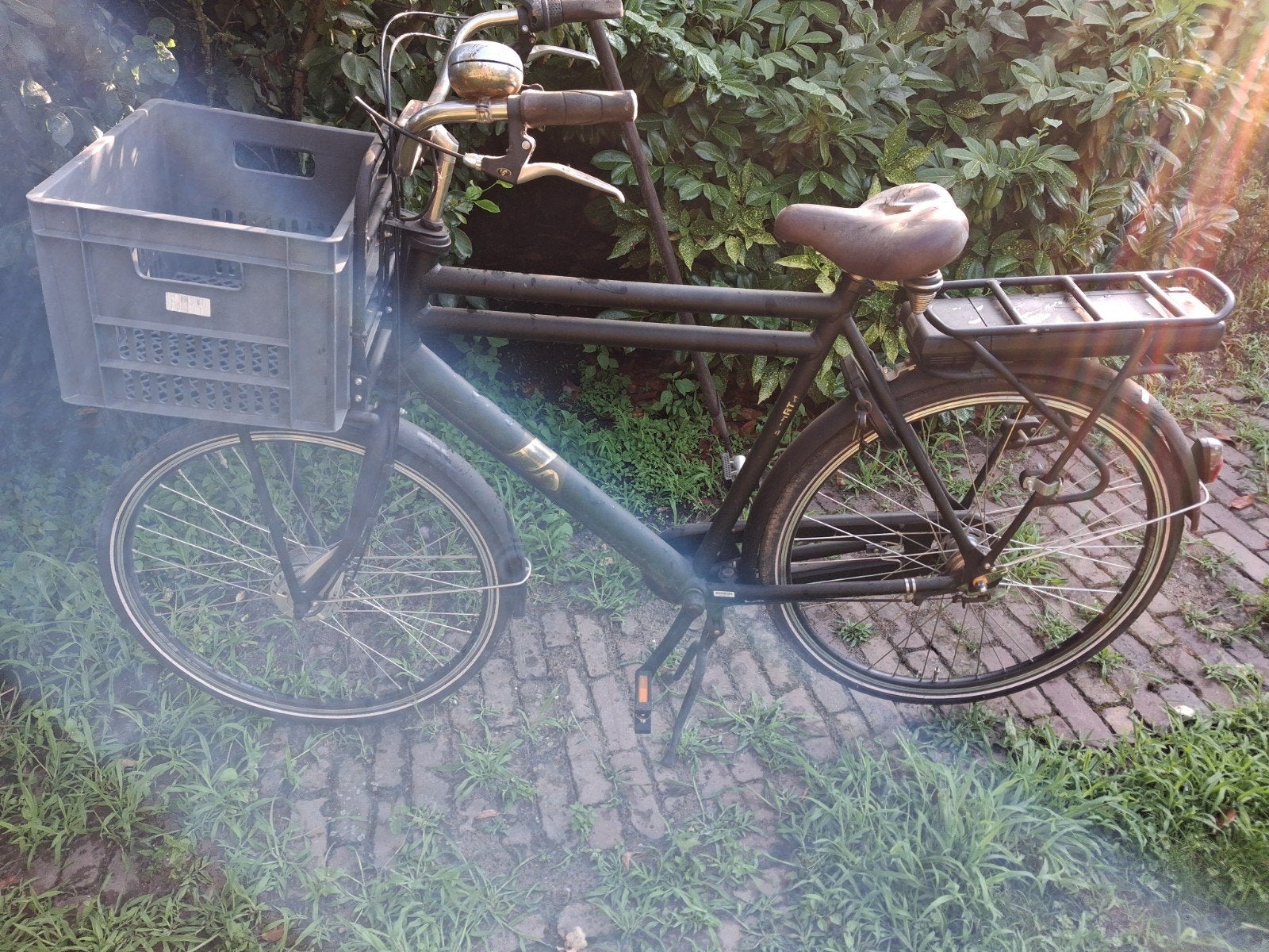 Stevige transportfiets met krat en bagagedrager, Ophalen, Gebruikt, Sparta