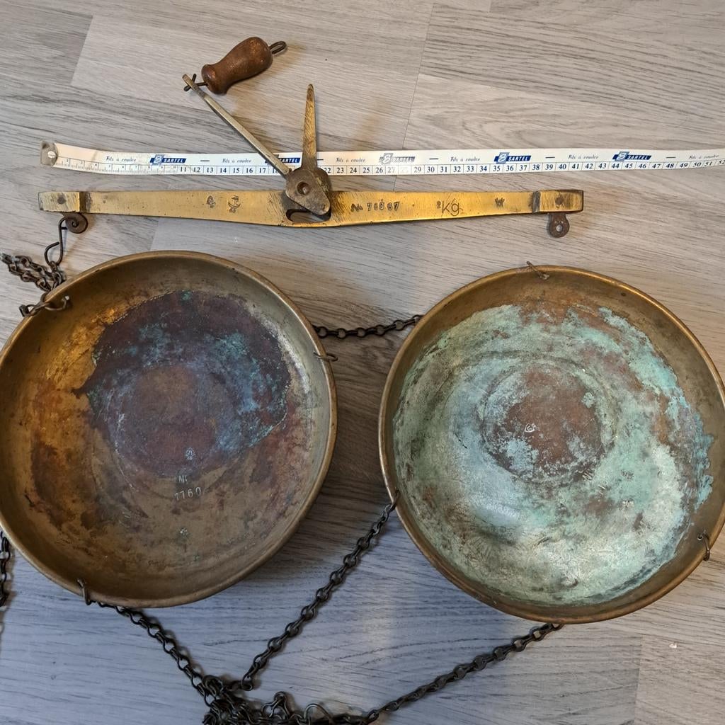 Antieke koperen weegschaal, Ophalen of Verzenden