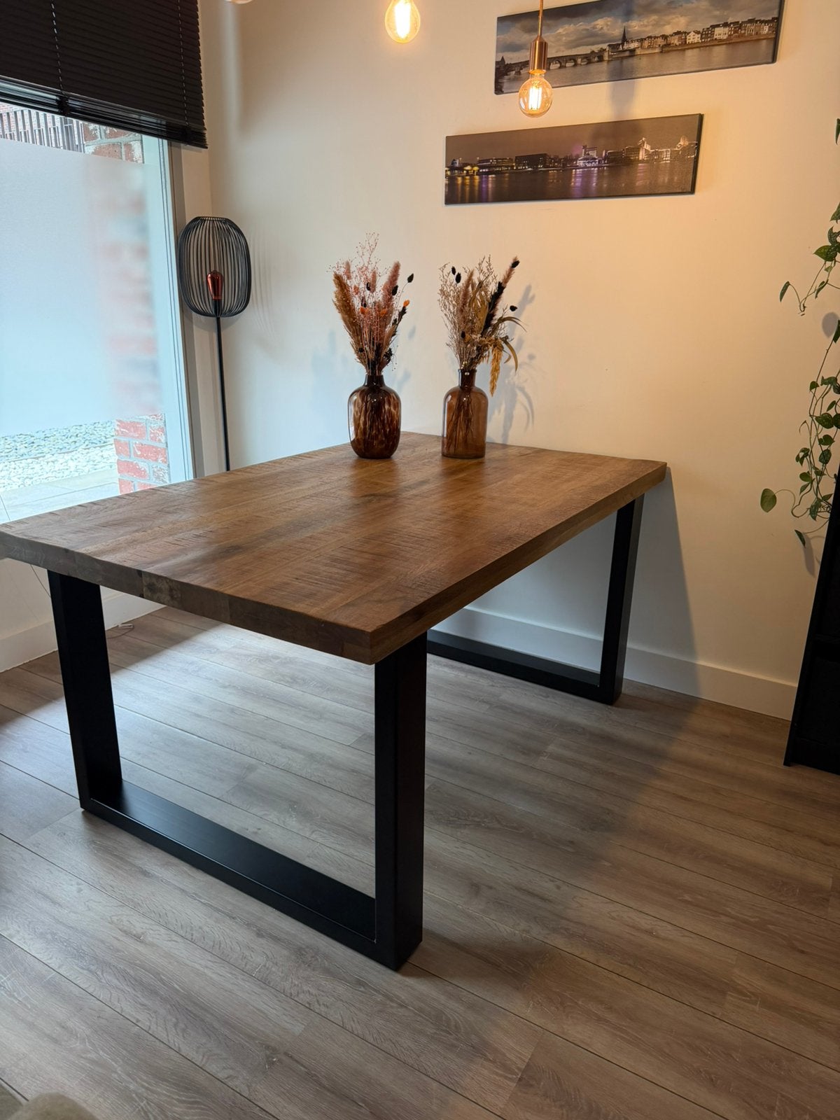 Eettafel mangohout 160 x 100, Huis en Inrichting, Tafels | Eettafels, Ophalen, 50 tot 100 cm, Zo goed als nieuw, 150 tot 200 cm