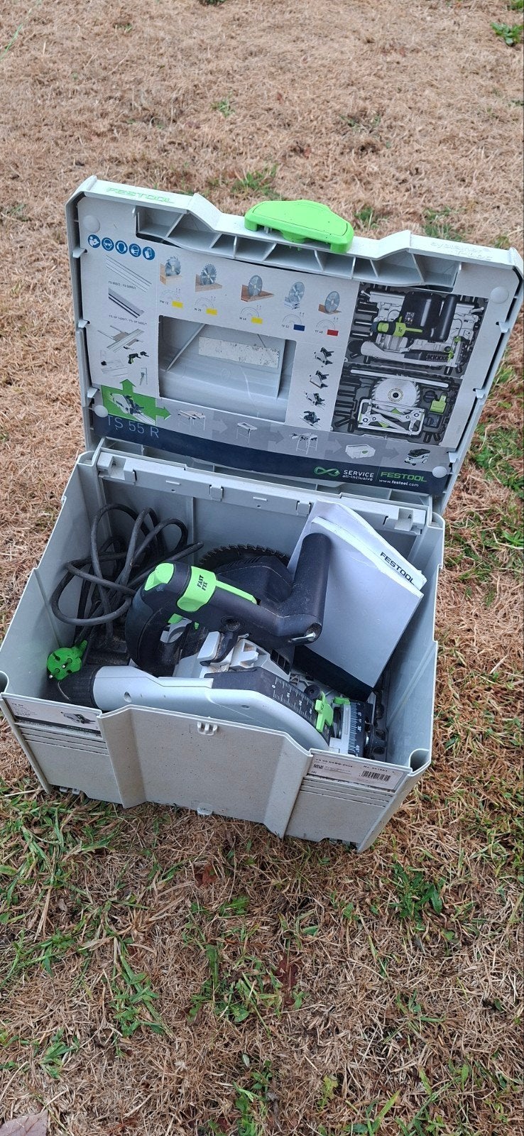 Festool invalzaag TS 55 REBQ met geleiderails en klemmen, Ophalen, Gebruikt, Invalzaag, 30 tot 70 mm