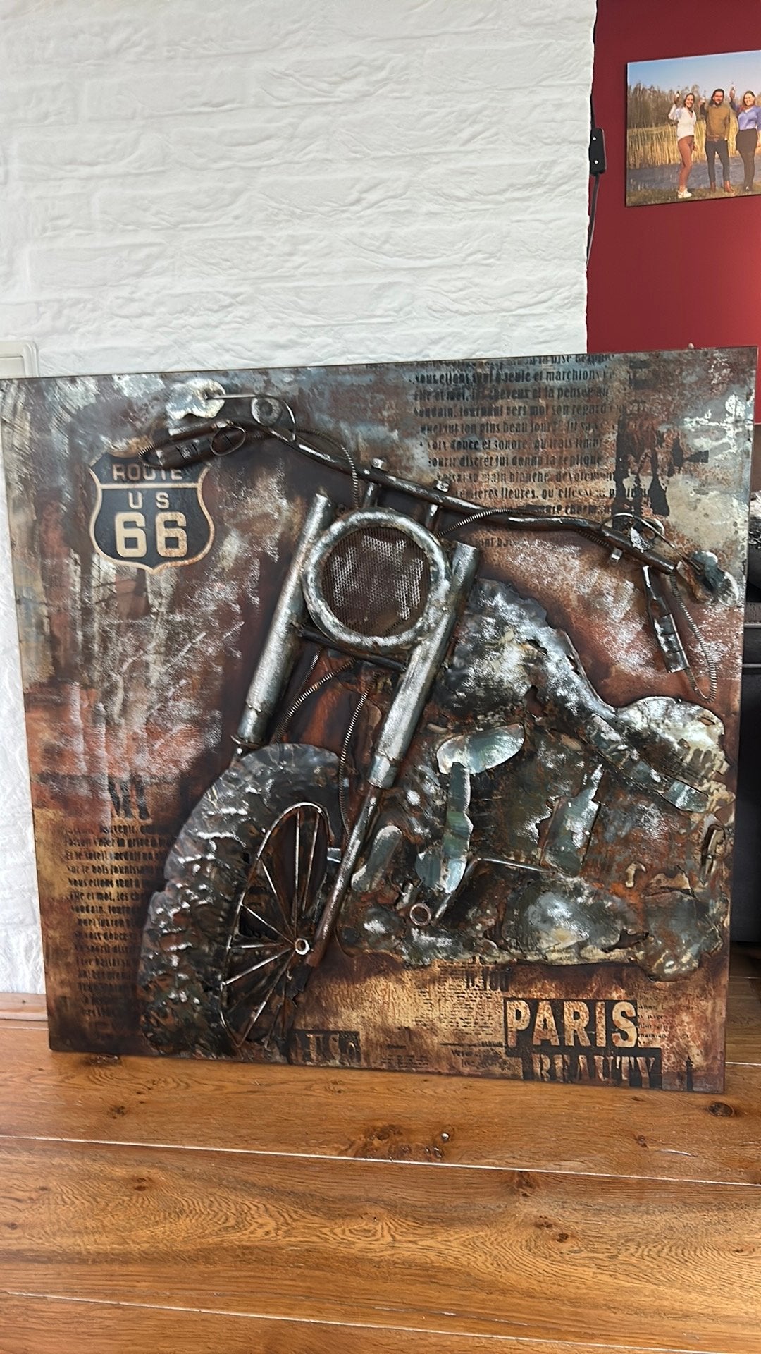 Metalen 3D schilderij route 66, Ophalen of Verzenden, Zo goed als nieuw, 100 cm, 100 cm