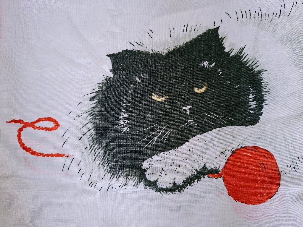 Retro dekbedovertrek katten/ 135x190 (Full Fitted/USA), Ophalen of Verzenden, Gebruikt, Eenpersoons, Dekbedovertrek