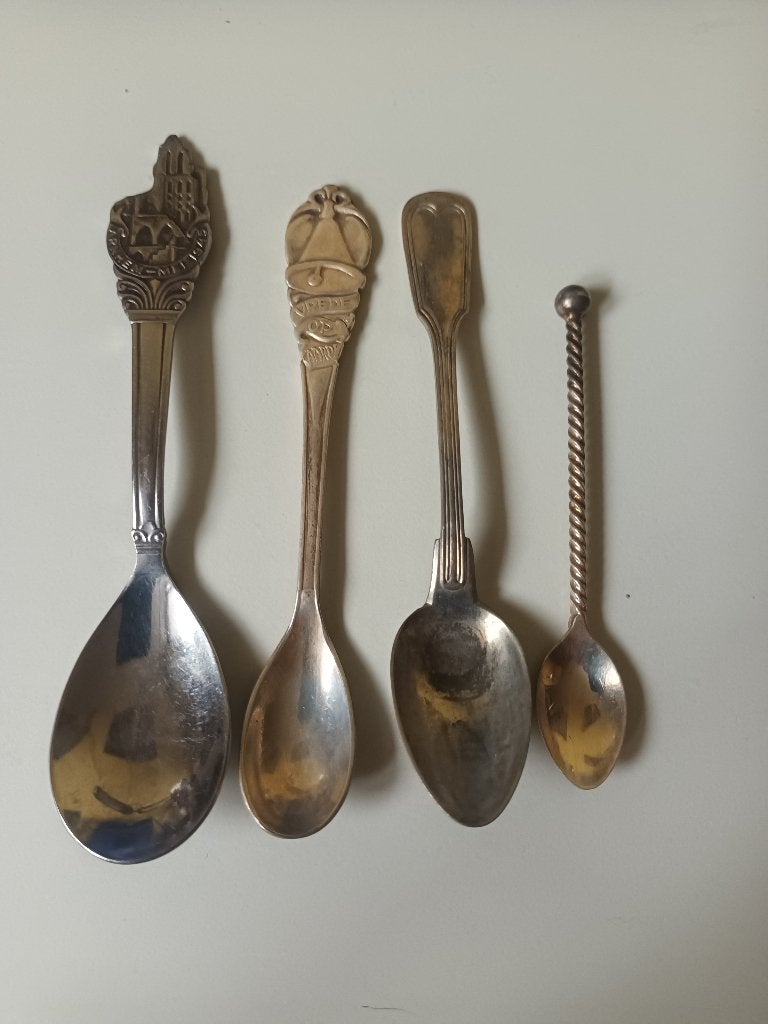 4x verzilverd lepeltje en 1x anders// OUD!, Antiek en Kunst, Ophalen of Verzenden