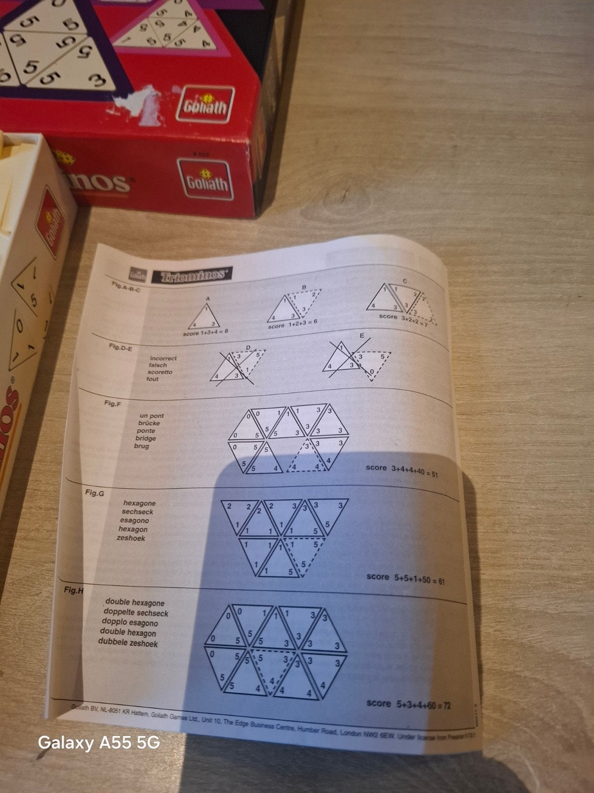 Triominos Goliath - Compleet en in goede staat, Hobby en Vrije tijd, Gezelschapsspellen | Bordspellen, Gebruikt, Goliath, Ophalen of Verzenden