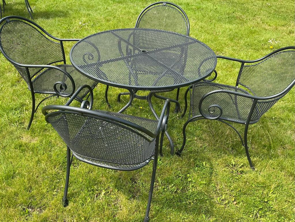 Tuinset metaal gecoat Royal Garden ronde tafel 4 stoelen, Tuin en Terras, Ophalen, Gebruikt, Overige materialen, 4 zitplaatsen