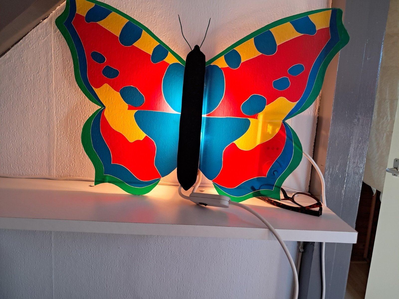 Lamp, vlinder, zelfgemaakt, Ophalen, Gebruikt, Inclusief lichtbron