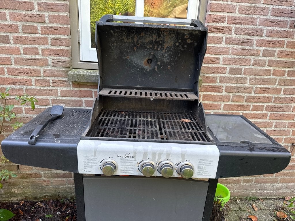 Gas barbecue Nice Cooker 4 branders + gasfles, Ophalen, Gebruikt