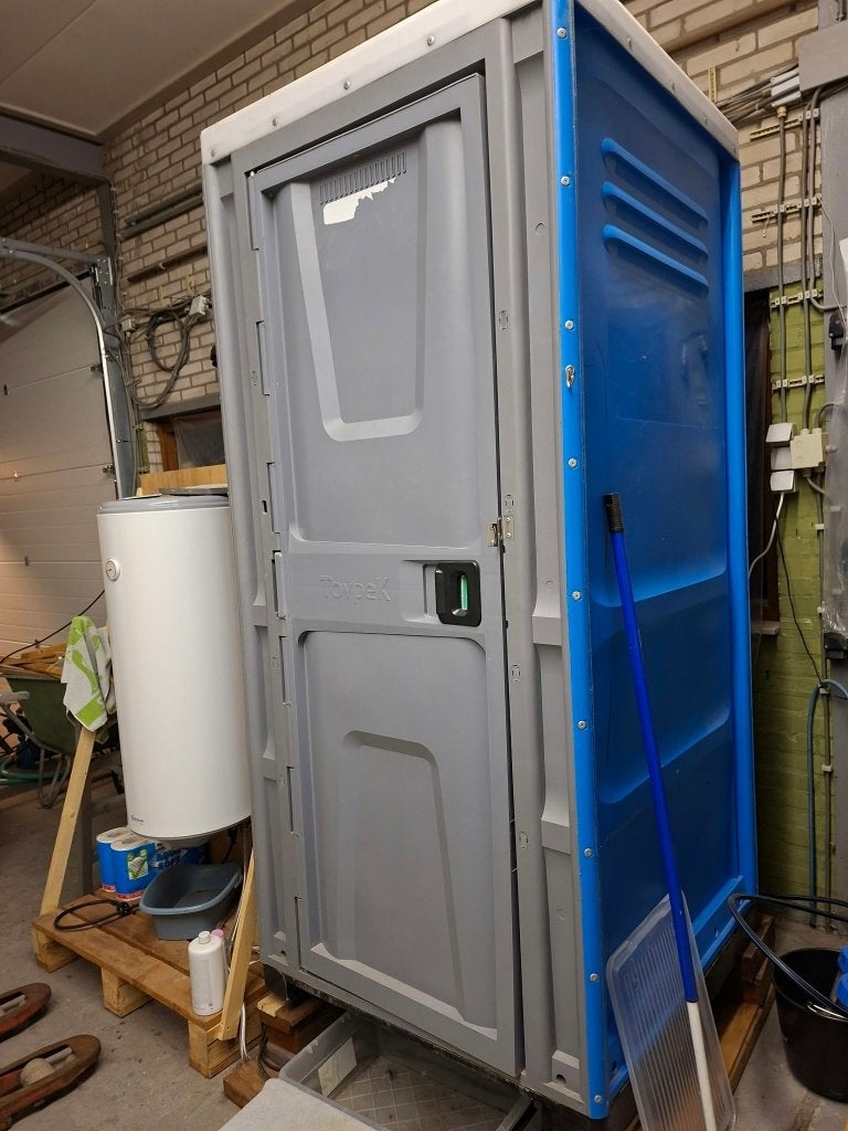 Mobiele douche met 75 liter boiler te koop, Ophalen, Gebruikt, Chroom, Douche