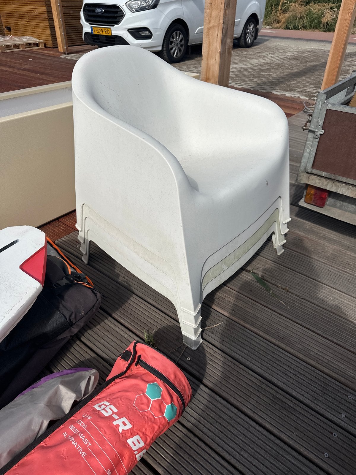 4x IKEA stoelen - wit kunststof skarpö, Ophalen, Gebruikt, Kunststof