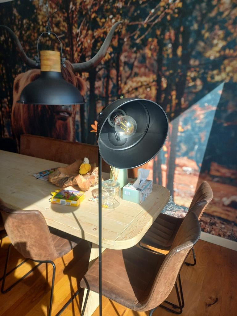 Industriële vloerlamp in nette staat, Gebruikt, Ophalen of Verzenden, Metaal, 150 tot 200 cm