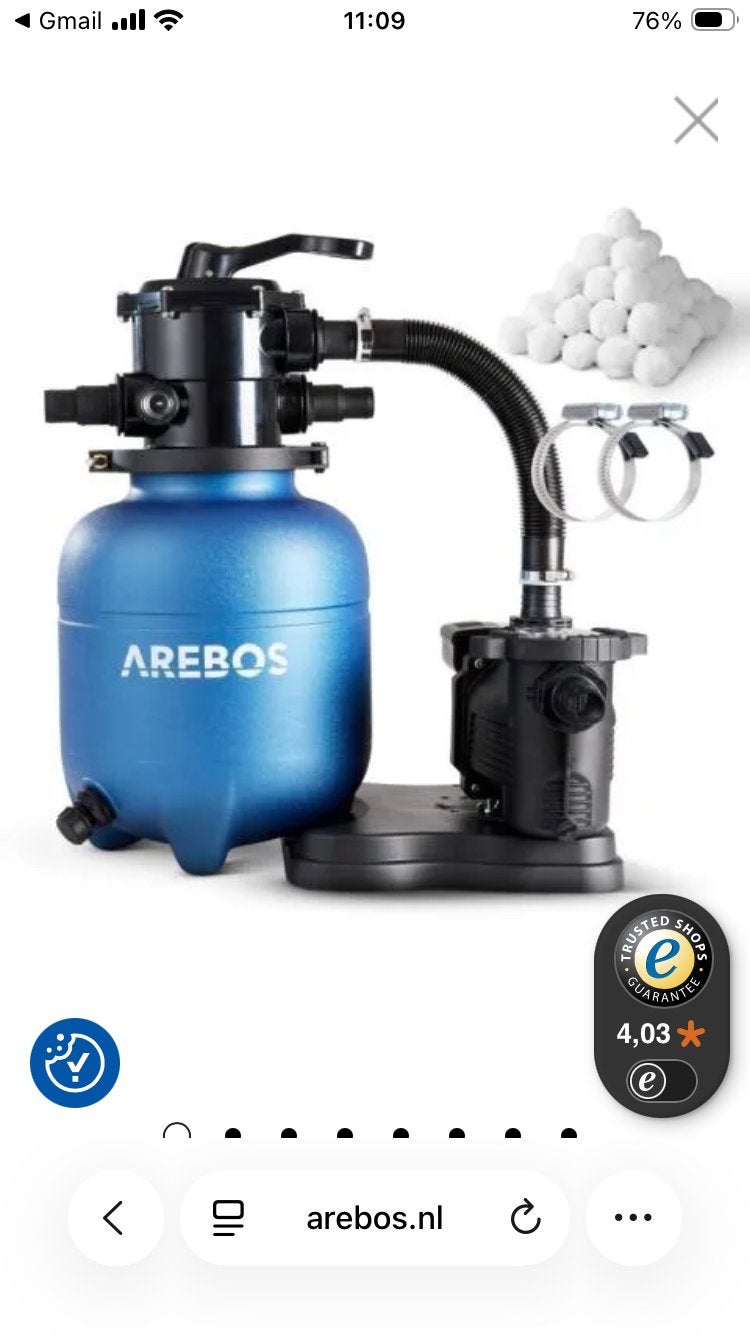 Arebos Zandfilterpomp 9000 l/u voor Zwembad, Ophalen of Verzenden, Gebruikt, Zwembadpomp