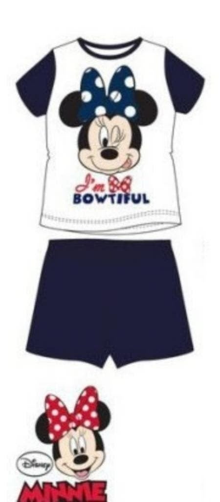 Minnie Mouse Shortama / Pyjama Blauw/Wit - Maat 104 - 116, Nacht- of Onderkleding, Meisje, Minnie Mouse, Nieuw