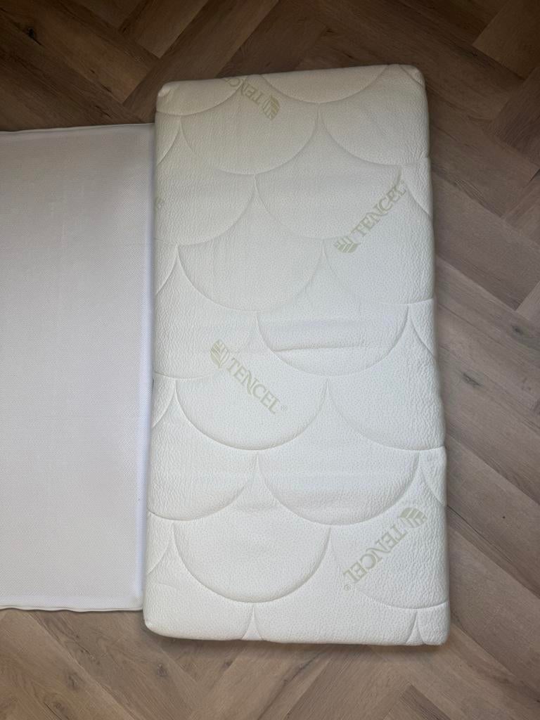 Matras Ledikant + Topper ZZZOO 60x120 Airgosafe Panter, Ophalen, 190 cm of minder, Zo goed als nieuw, Matras