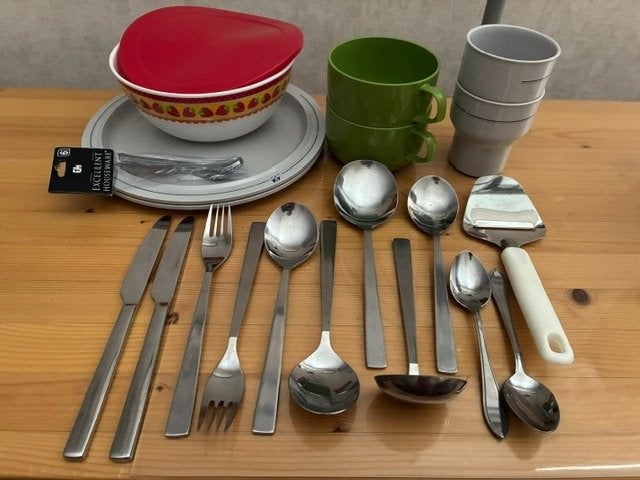 camping Mepal bestek borden bekers soepkop  AH schaaltje 2 p, Ophalen of Verzenden, Gebruikt