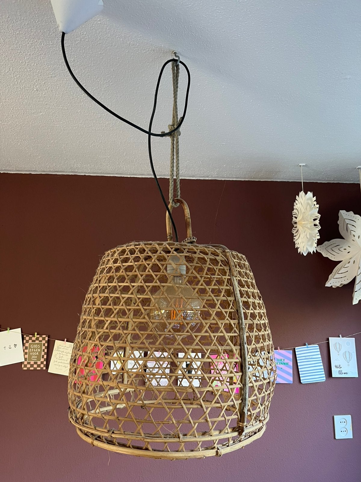 Rotan hanglamp, Huis en Inrichting, Ophalen, Zo goed als nieuw