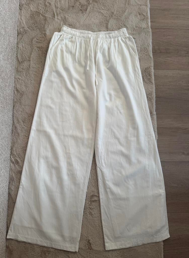 Dubbelgevoerde linnen broek, Kleding | Dames, Broeken en Pantalons, Maat 38/40 (M), Wit, Ophalen of Verzenden, Zo goed als nieuw