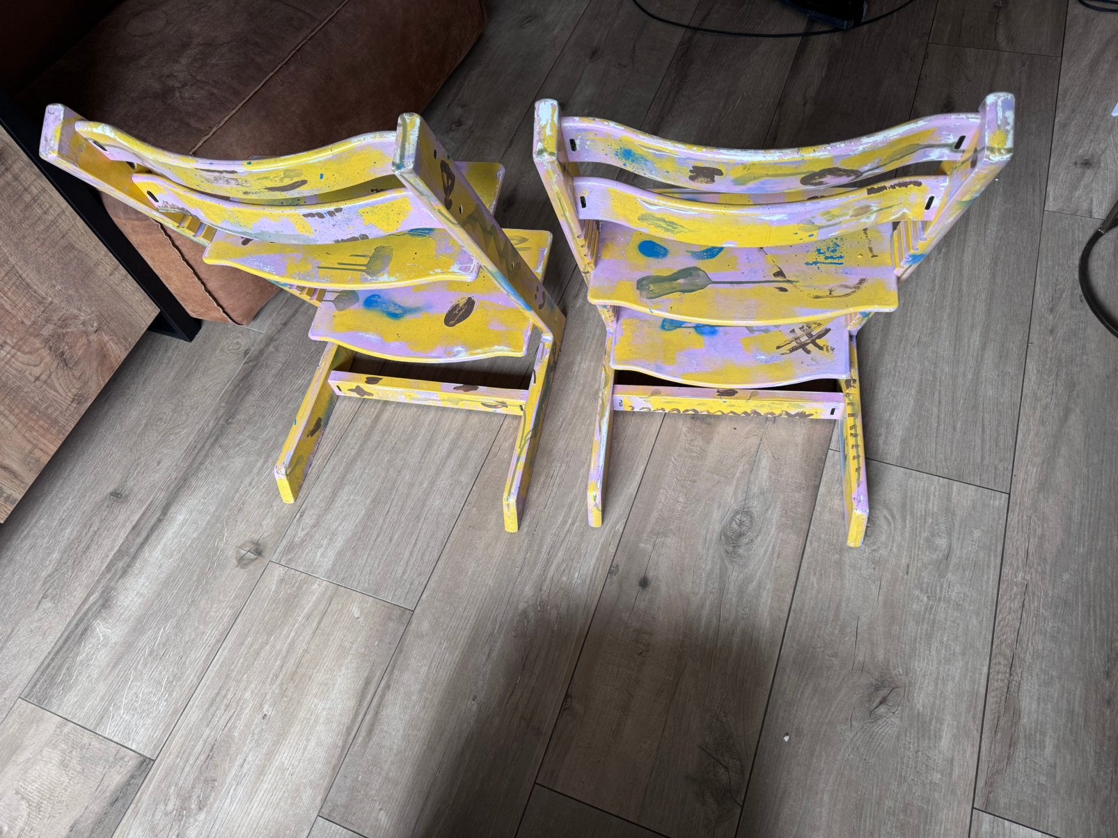 2x Costum Stokke TripTrap Stoelen, Kinderen en Baby's, Kinderstoelen, Ophalen, Gebruikt, Meegroeistoel, Aanschuifbaar