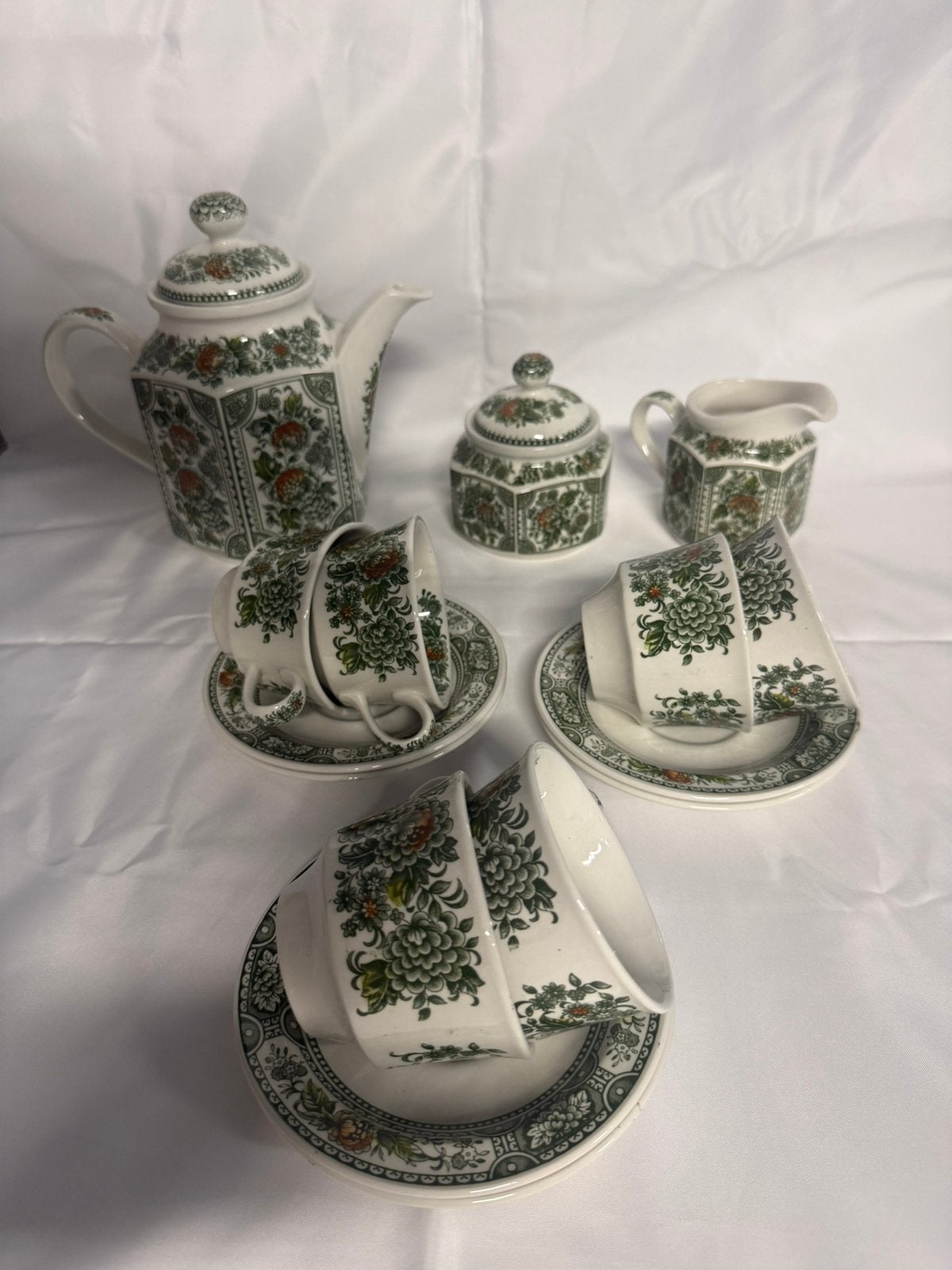 Ridgway groen Staffordshire koffie thee servies, Ophalen