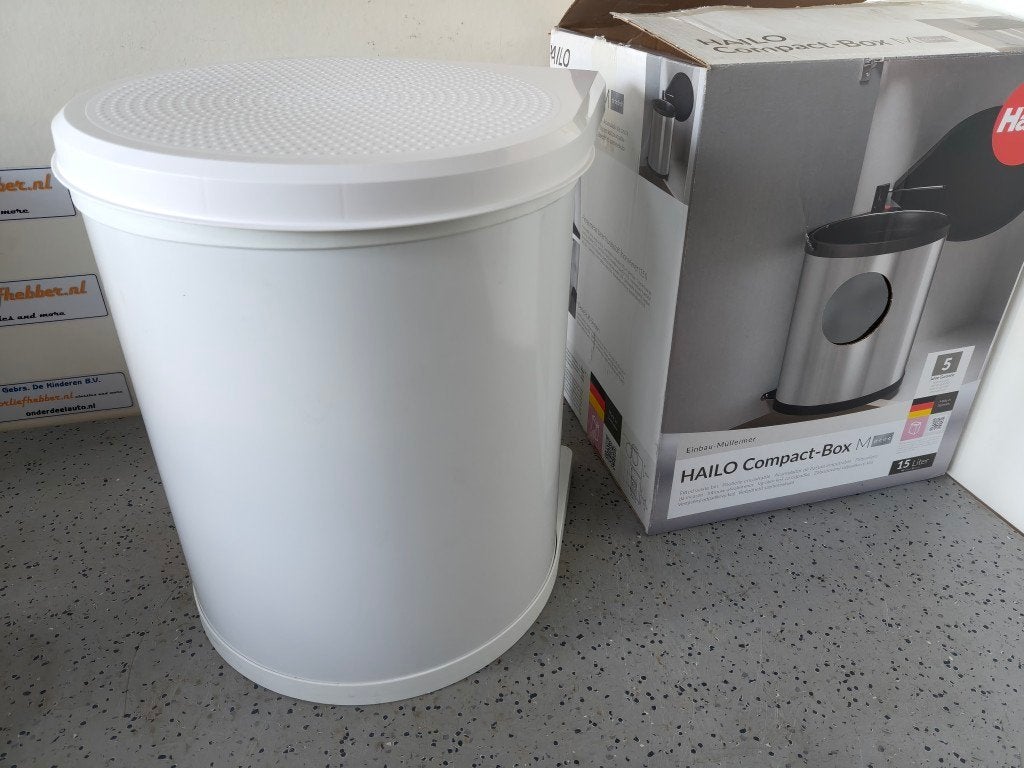 Hailo compact box M, inbouw afvalemmer, Wit, 15 liter, Kunststof, Nieuw, /, /