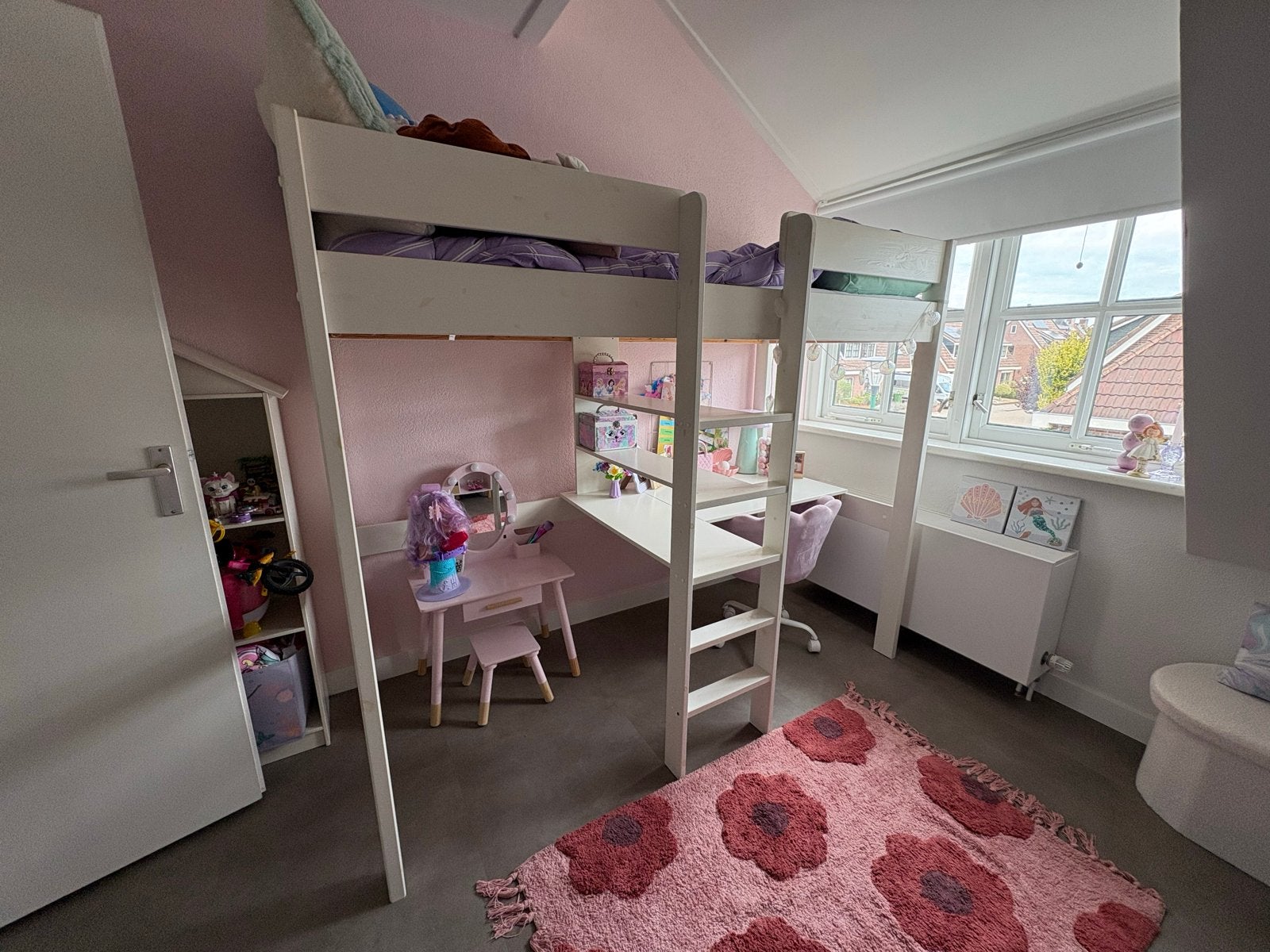 Hoogslaper Robin NOUS kids (90x200 cm) met bureau - wit, Ophalen, Gebruikt, Eenpersoons, 200 cm