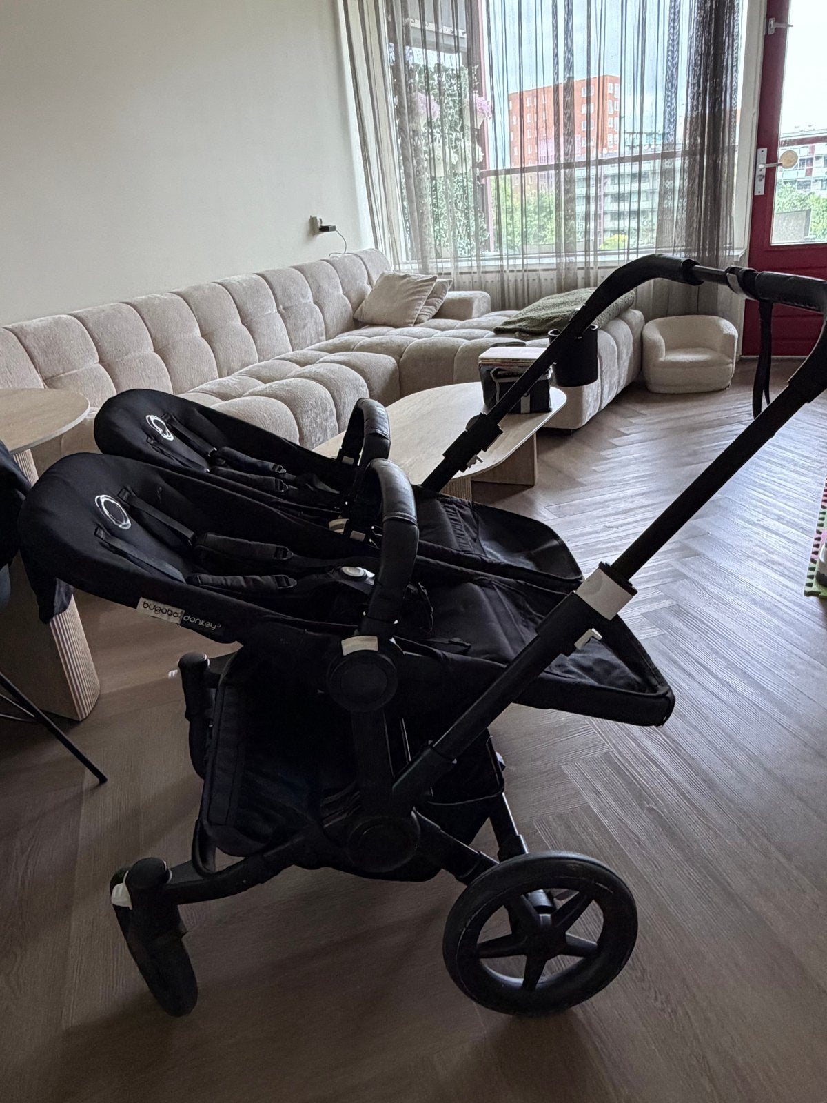 Bugaboo Donkey 3 Duo met reiswieg en veel accessoires, Ophalen, Gebruikt, Combiwagen, Duowagen