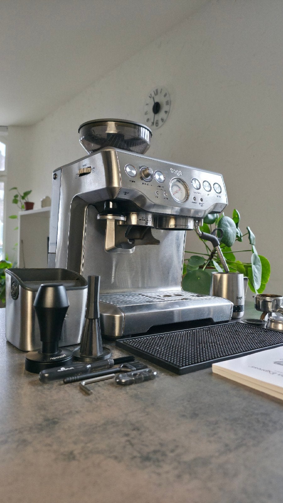 Sage Barista Express (RVS) – Complete Baristasfeer, Espresso apparaat, Gemalen koffie, Ophalen of Verzenden, Zo goed als nieuw