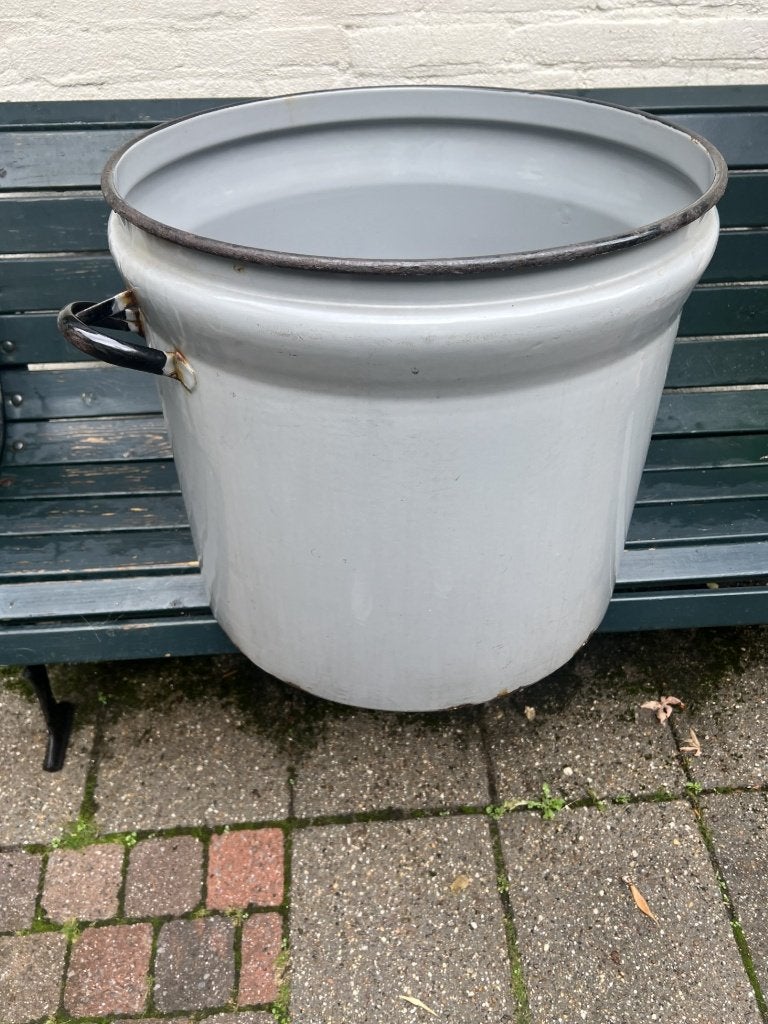 Grote vintage emaille pan/ketel met deksel, Ophalen