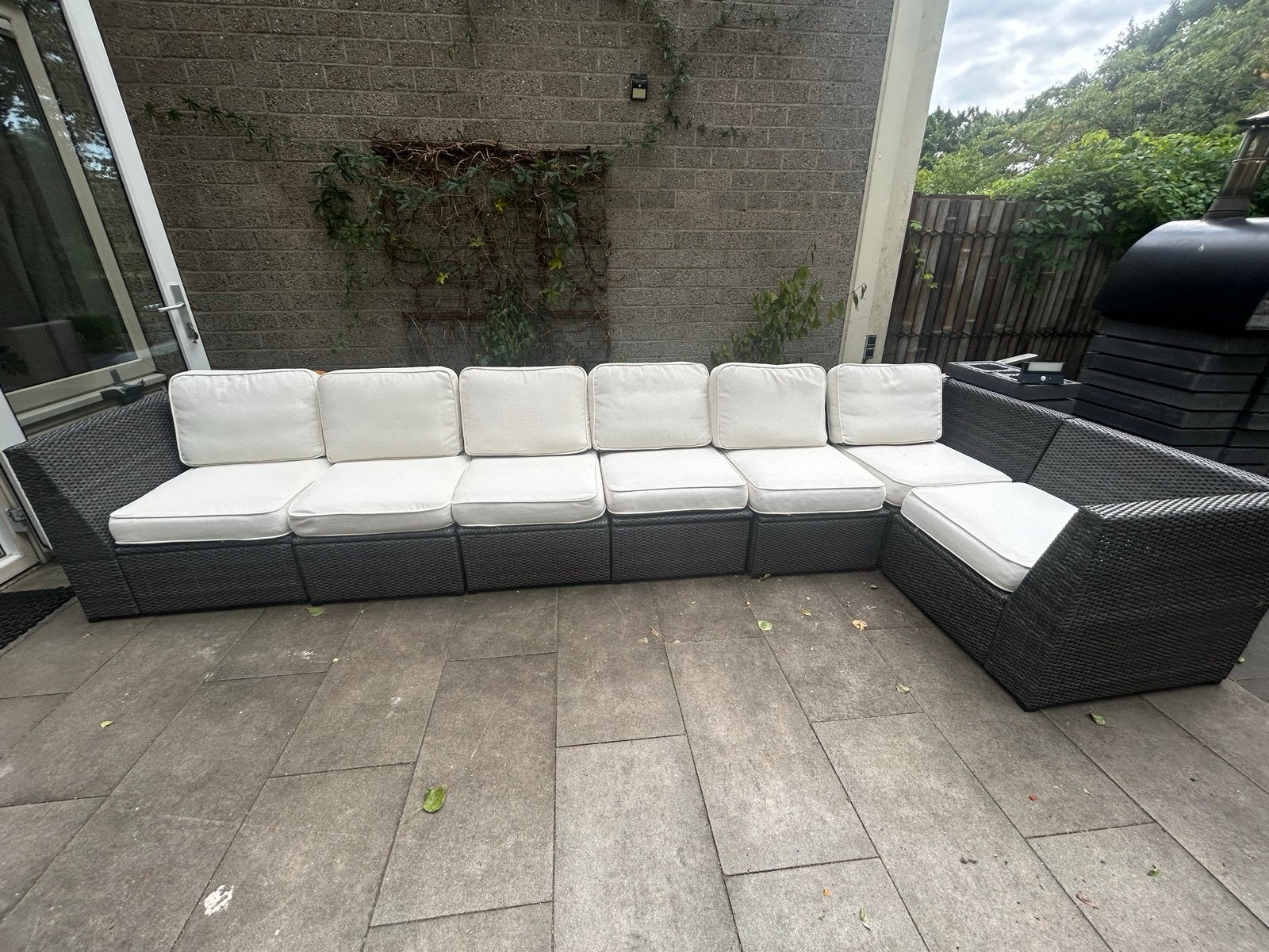 Grote Ikea loungeset met witte kussens, Tuin en Terras, Ophalen, Gebruikt, Meer dan 8 zitplaatsen, Loungeset