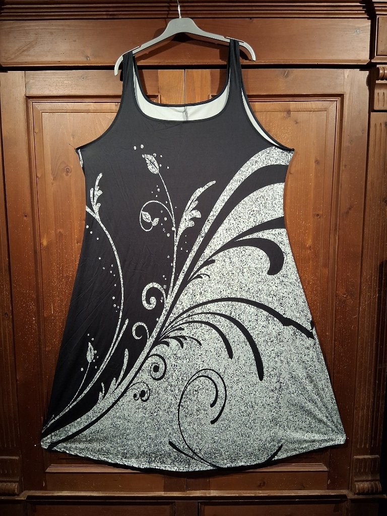 lange jurk zwart-wit-grijs 48-50, Kleding | Dames, Ophalen of Verzenden, Nieuw, Overige kleuren, Jurk