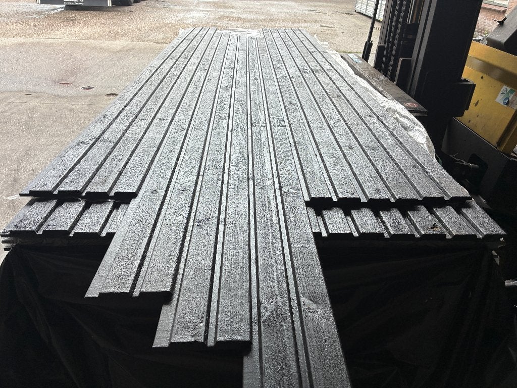 Zwarte rabatdelen-channelsiding-planken–schutting–18x130mm, Ophalen, Planken, Nieuw, Hardhout