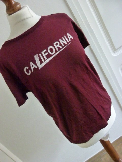 Bordeaux rood Berschka shirt top maat M 38 40 California, Maat 38/40 (M), Overige kleuren, Zo goed als nieuw, Korte mouw