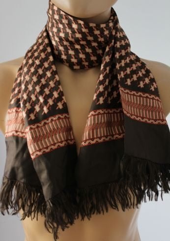 Vintage sjaaltje met franjes, Maat 38/40 (M), Ophalen of Verzenden, Sjaal, Onbekend