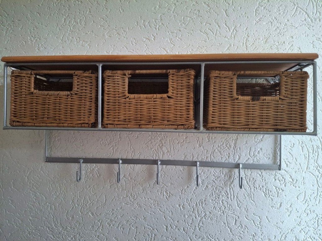 Kapstok met 3 mandjes, Gebruikt, Minder dan 100 cm, Hout, Ophalen