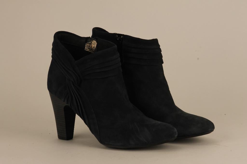 Suède enkellaarsje, laars, hoge hak, donkerblauw, maat 38, Blauw, Ophalen of Verzenden, Zo goed als nieuw, Schoenen met hoge hakken