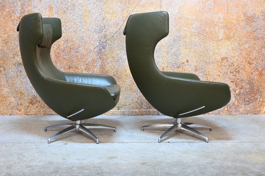 ZGAN 2 leren Leolux Caruzzo design draai/relaxfauteuils, Leolux, Leolux, 75 tot 100 cm, Ophalen of Verzenden